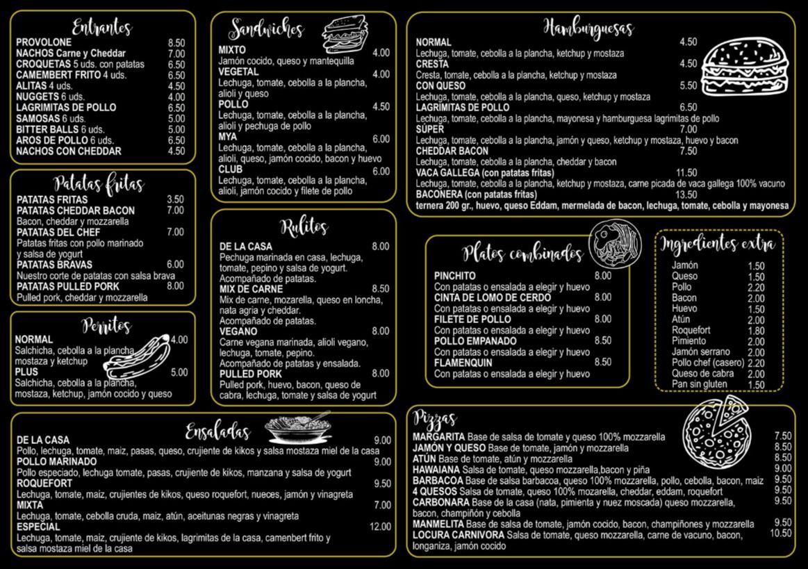 Foto menú cara trasera